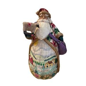 Vintage Jim Shore "O'er the Fields We Go" Christmas figurine Santa With Pull Toy